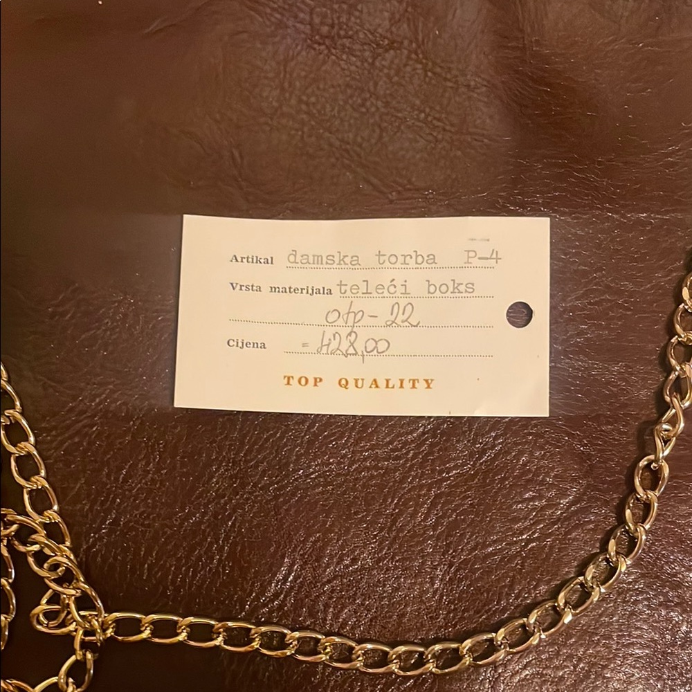 Brown Leather Envelope Clutch with Chain - Picture 5 of 11